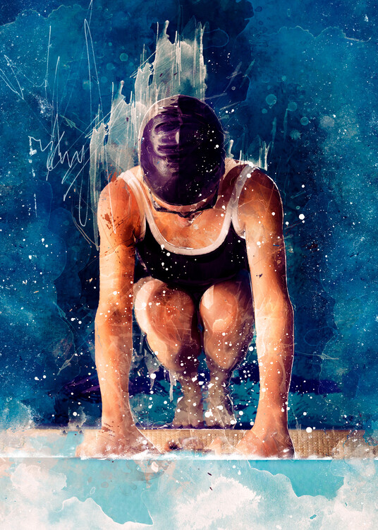 Art Poster Swimmer Sport Art 1