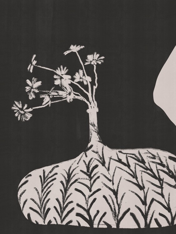 Ilustrace Plump Vase With Slender Flowers, Little Dean, 30x40 cm