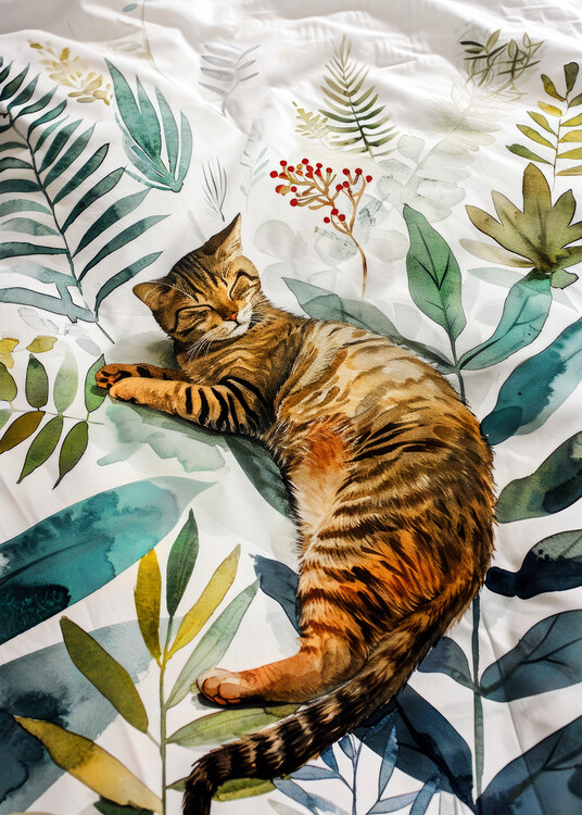 Ilustrace Cats life 2, Justyna Jaszke, 30x40 cm