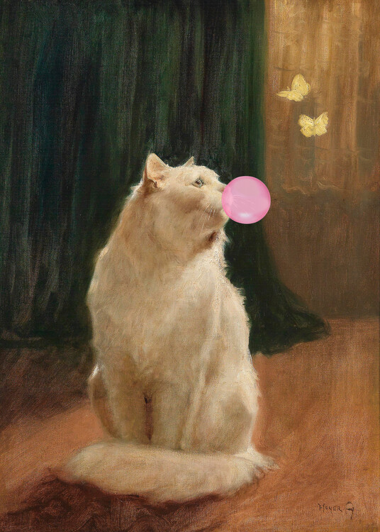 Ilustrace Bubble Gum and Cat, The Art Concept, 30x40 cm