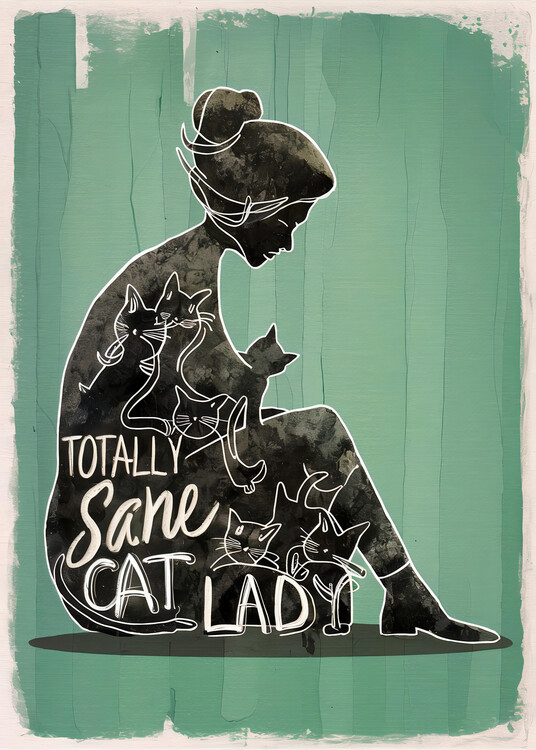 Ilustrace Totally Sane Cat Lady, Andreas Magnusson, 30x40 cm