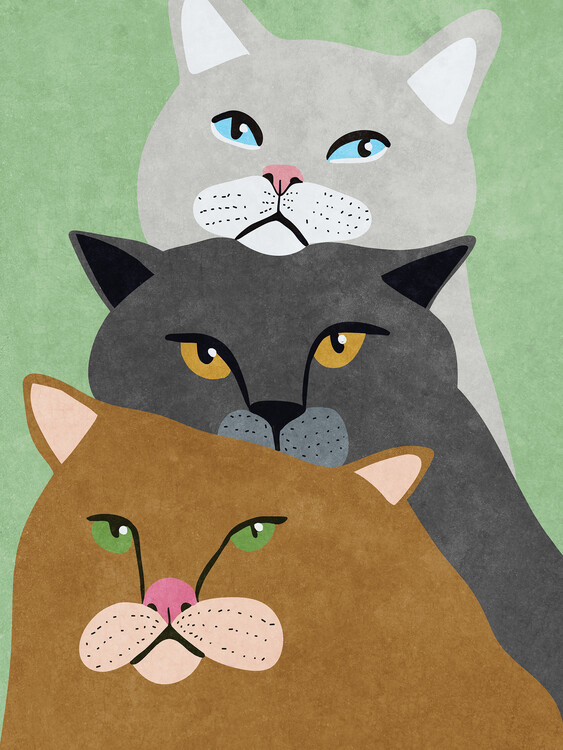 Ilustrace Cat Trio, Raissa Oltmanns, 30x40 cm