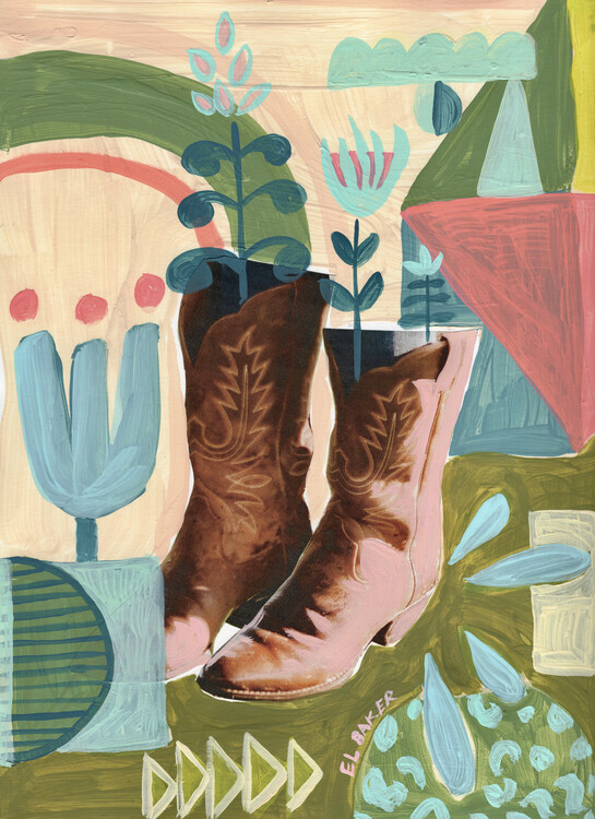 Ilustrace Blooming boots, Eleanor Baker, 30x40 cm