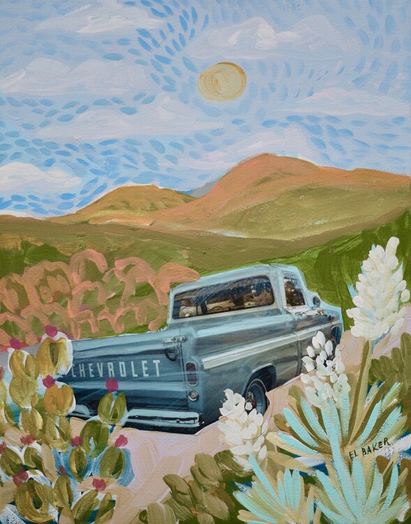 Ilustrace Chevrolet on the road, Eleanor Baker, 30x40 cm