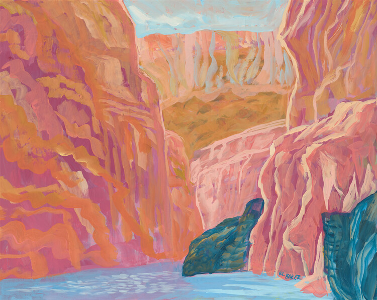 Ilustrace Pink rocks, Eleanor Baker, 40x30 cm