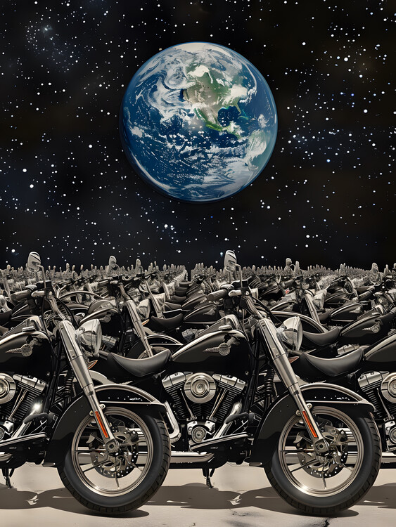 Illustrasjon Motorbikes On The Moon