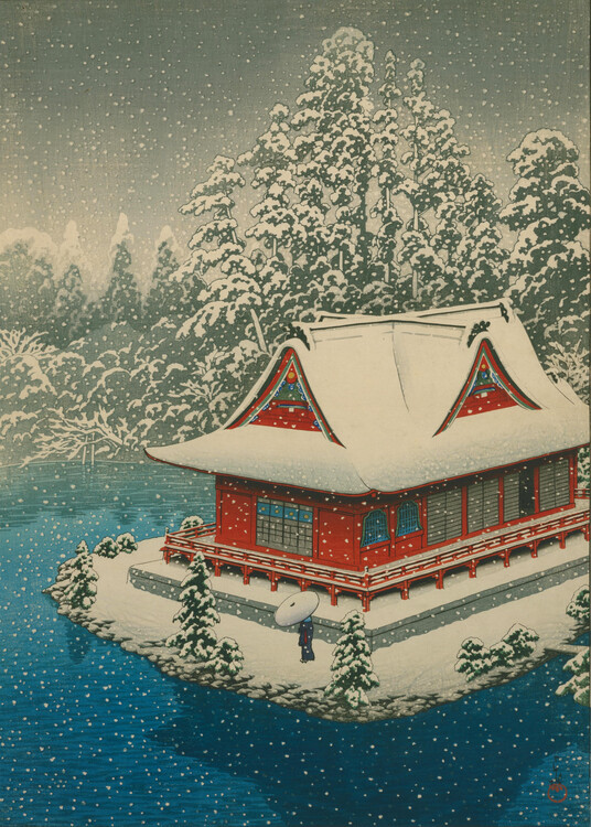 Illustration Inokashira in Snow (Inokashira no yuki), Benten Shrine 1928