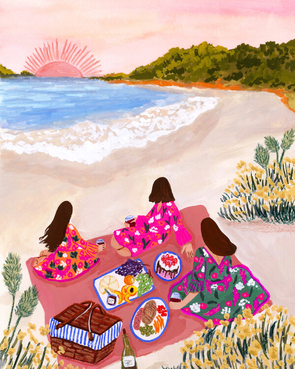 Ilustrace Beach Picnic, Sarah Gesek, 30x40 cm