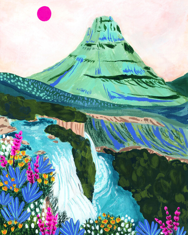 Ilustrace Kirkjufell, Sarah Gesek, (30 x 40 cm)