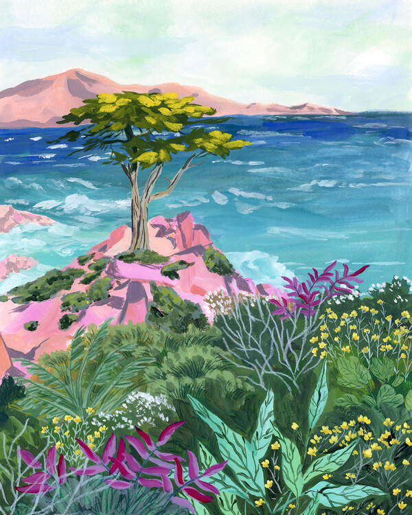 Ilustrace Lone Cypress, Sarah Gesek, 30x40 cm