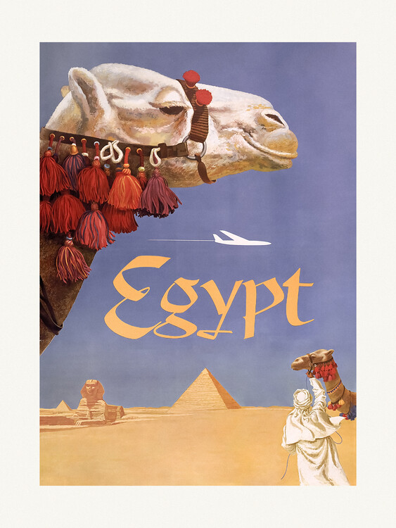 Ilustrace Egypt.Fly, Vintage Travel Poster, 30x40 cm