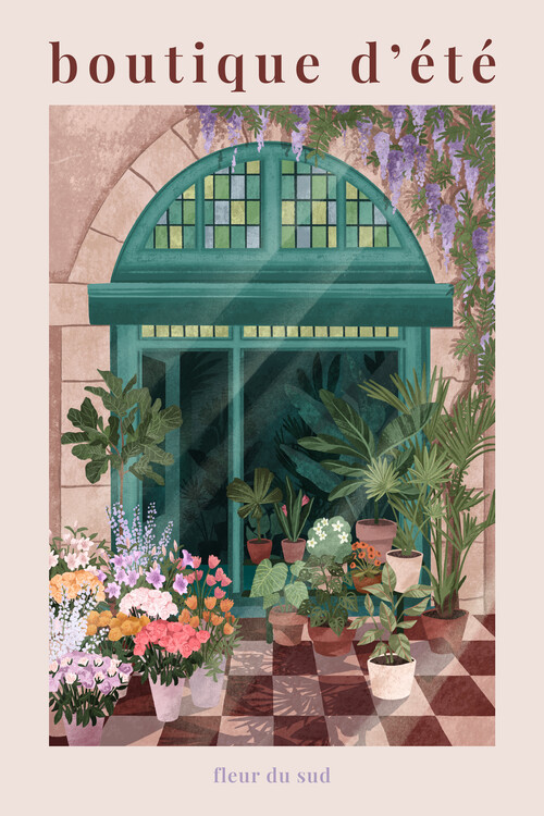 Ilustrace French Flowershop, Goed Blauw, (26.7 x 40 cm)