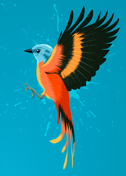 Illustration The beautiful flapping of the bird