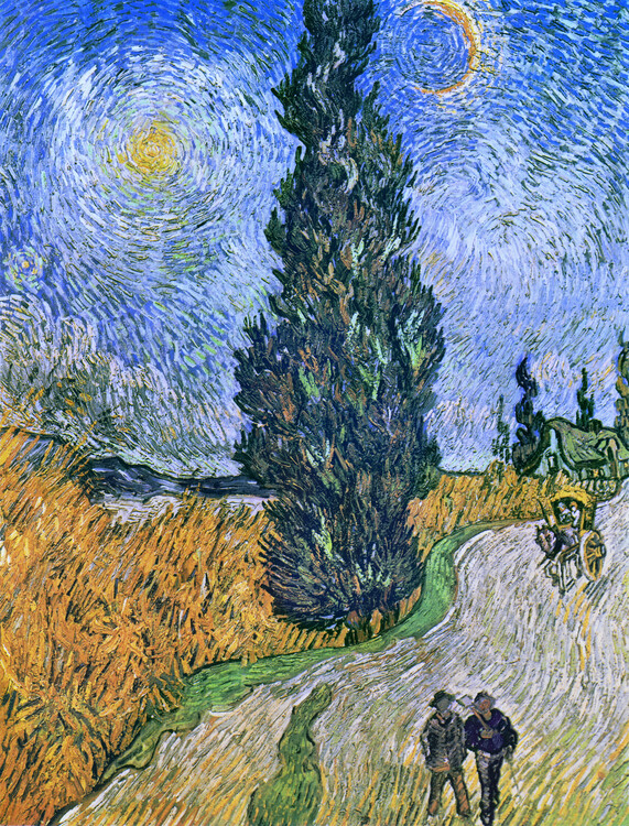 Vincent van Gogh - Obrazová reprodukce Road with Cypresses, 1890, (30 x 40 cm)