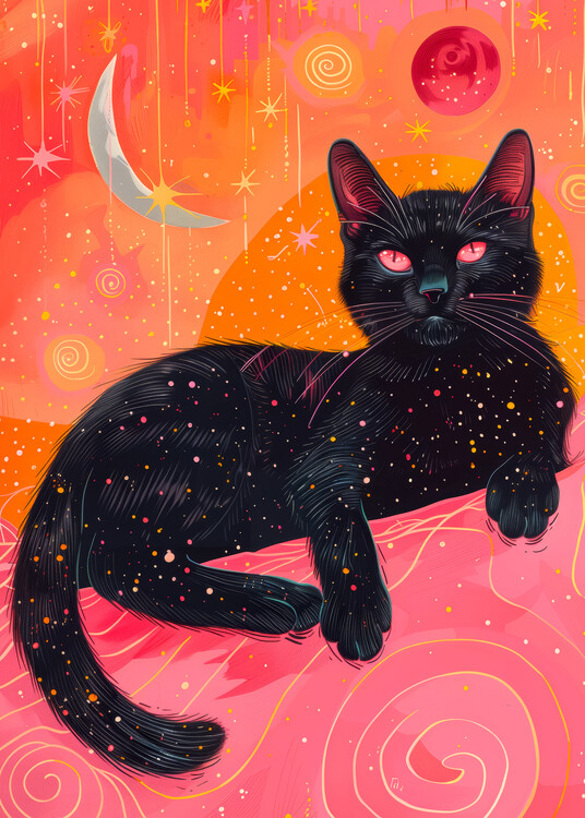 Ilustrace Candy Cat the Star VII, Justyna Jaszke, 30x40 cm