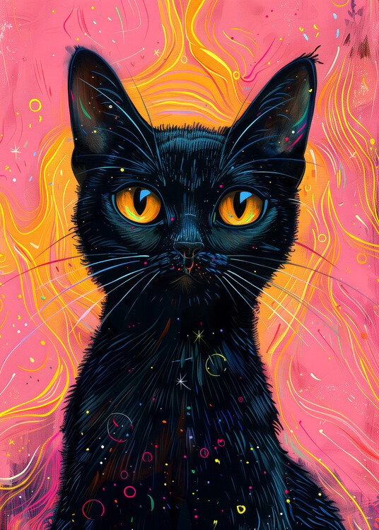 Ilustrace Candy Cat the Star IV, Justyna Jaszke, 30x40 cm