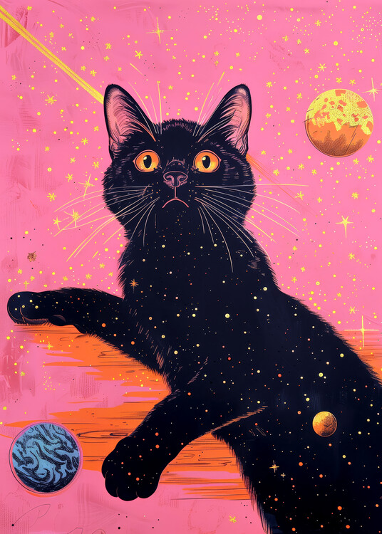 Ilustrace Candy Cat the Star V, Justyna Jaszke, 30x40 cm