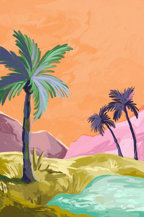 Ilustrace Palmtrees, Goed Blauw, 26.7x40 cm