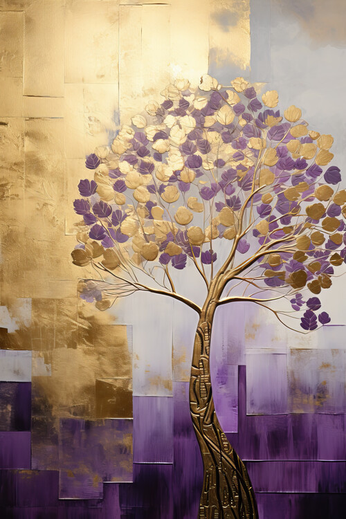 Ilustrace Purple Gold Paint, Bilge Paksoylu, 26.7x40 cm