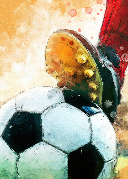 Ilustrace Football 1 sport art, Justyna Jaszke, 30x40 cm