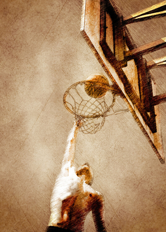 Ilustrace Basketball Sport Art, Justyna Jaszke, 30x40 cm