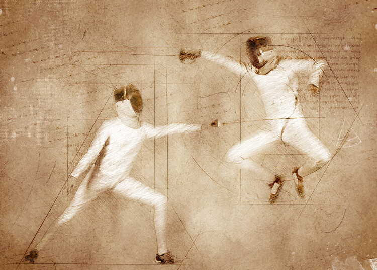 Ilustrace Fencing  Sport Art, Justyna Jaszke, 40x30 cm