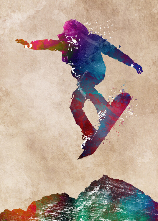 Ilustrace Snowboard Sport Art, Justyna Jaszke, 30x40 cm