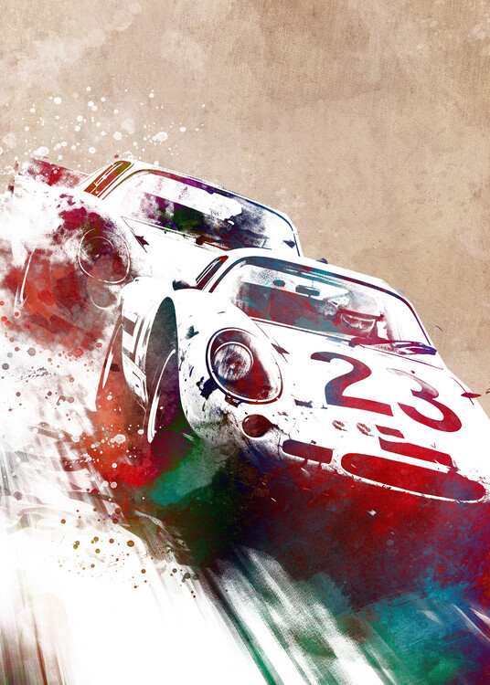 Ilustrace Sport Car Racing, Justyna Jaszke, 30x40 cm