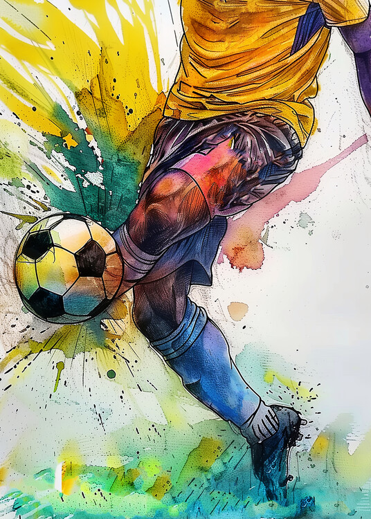 Ilustrace Sport Watercolor Football, Justyna Jaszke, 30x40 cm