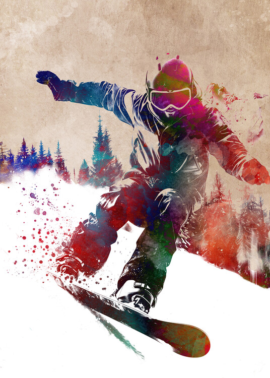 Ilustrace Sport Snowboard art, Justyna Jaszke, 30x40 cm