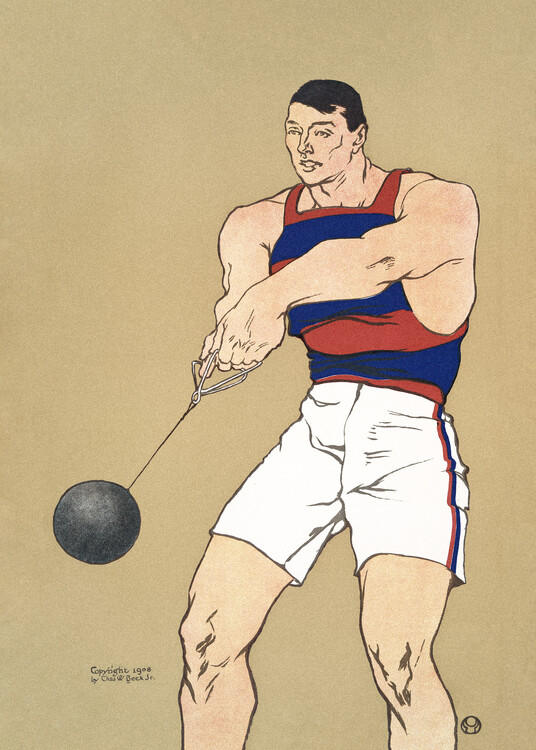 Ilustrace Hammer Throw, Edward Penfield, 30x40 cm