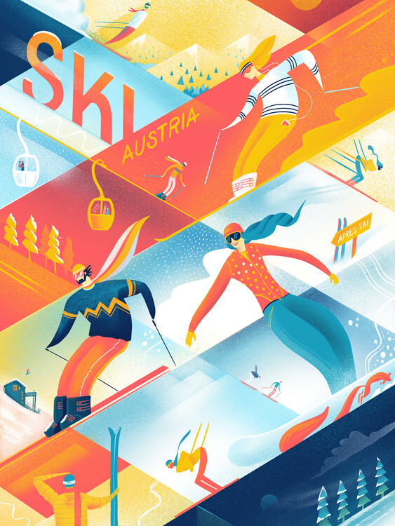 Ilustrace Ski the Lines, Mark Harrison, 30 × 40 cm