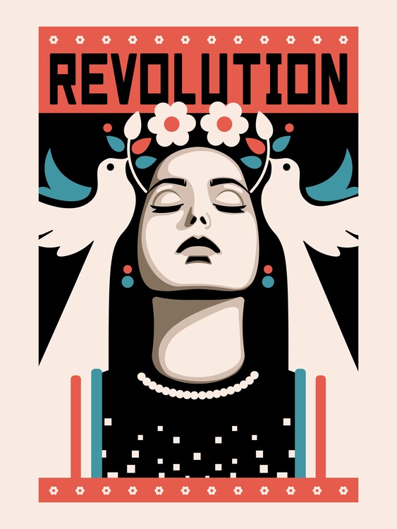 Ilustrace Revolution Activist Peace, Retrodrome, 30 × 40 cm