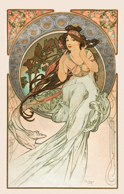 Obrazová reprodukce La musique Lithographs series, Alfons Mucha, 26.7 × 40 cm