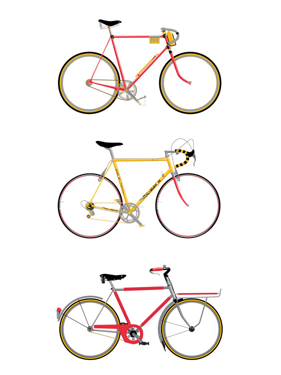 Ilustrace Vintage Bikes, Wyatt 9, 30 × 40 cm