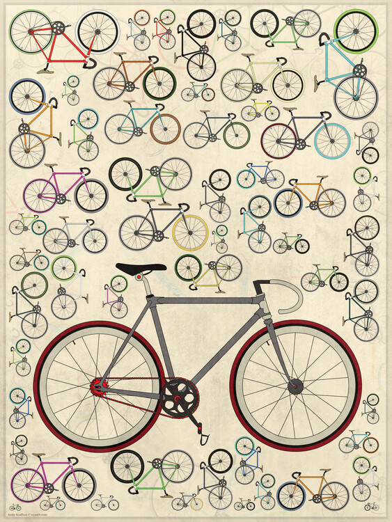 Ilustrace Fixie Bicycles, Wyatt 9, 30 × 40 cm