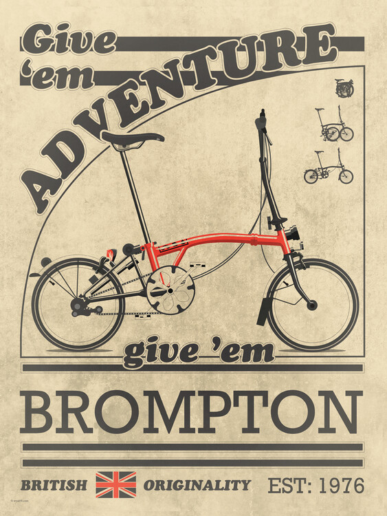 Ilustrace Brompton Bicycle Vintage, Wyatt 9, 30 × 40 cm