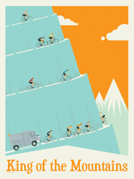 Ilustrace King of the Mountains Tour De France, Wyatt 9, 30 × 40 cm