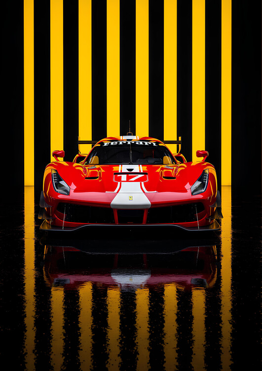 Plakát Ferrari 488 GT3 – The Race-Ready Red: Frontal Dominance