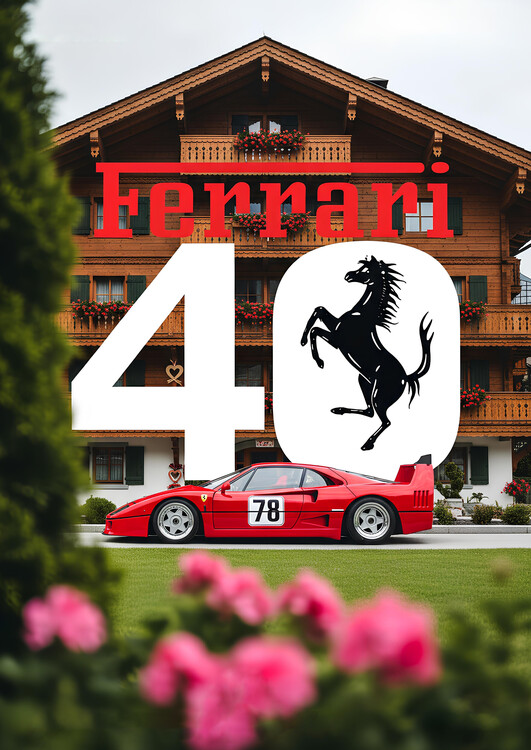 Plakát Ferrari F40 Tribute in an Alpine Setting