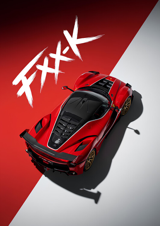 Plakát Ferrari SF90 XX Stradale Red and White Diagonal Background
