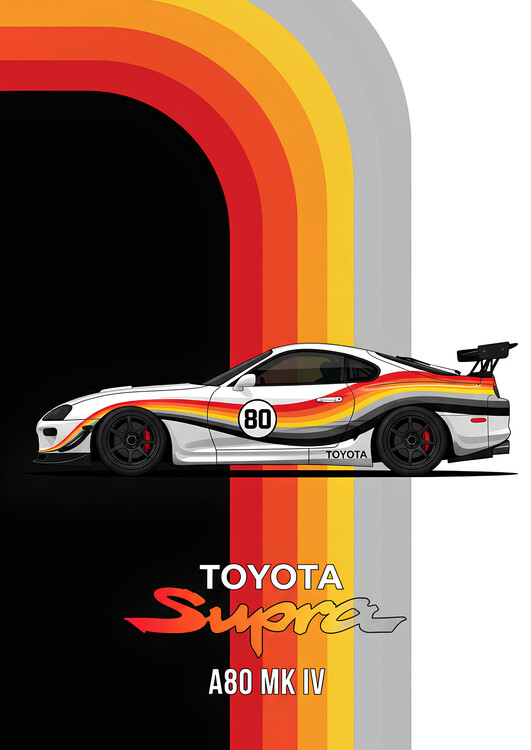 Plakát Toyota Supra A80 MK IV with Retro 70s Racing Livery