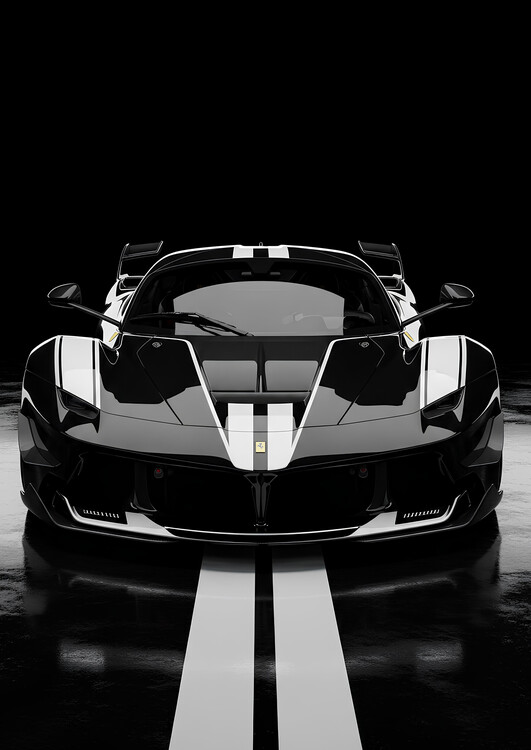 Plakát Ferrari FXX-K Evo in Black with White Racing Stripes