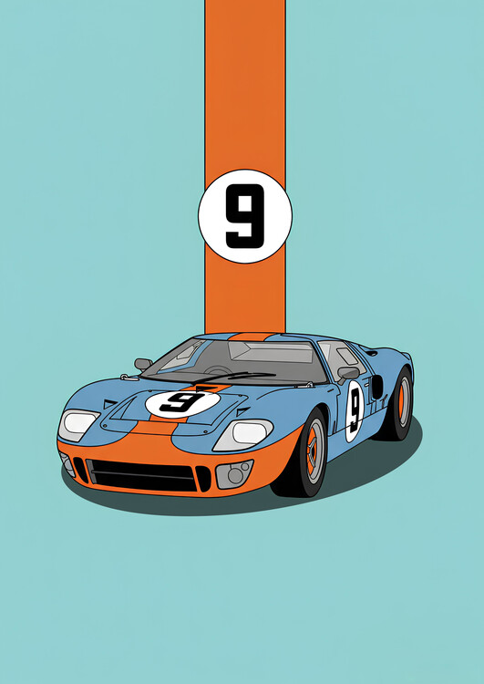 Plakát Ford GT40 Gulf Racing Livery in Light Blue and Orange