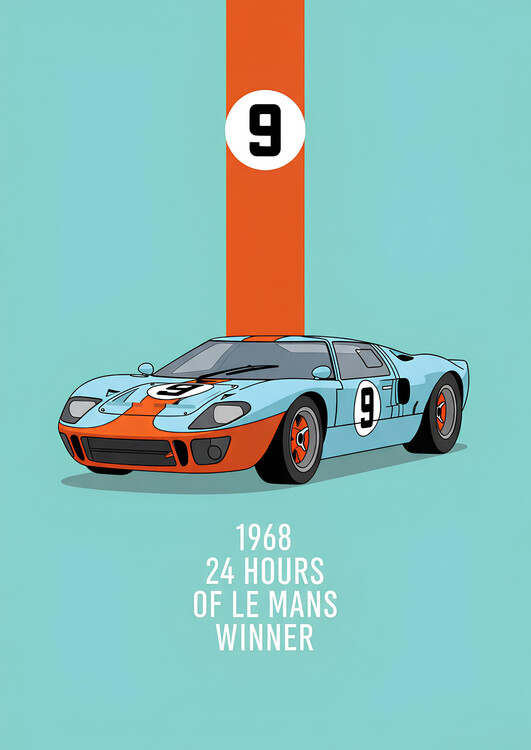 Obraz na plátně Ford GT40 Number 9 Gulf Racing Livery Le Mans Winner