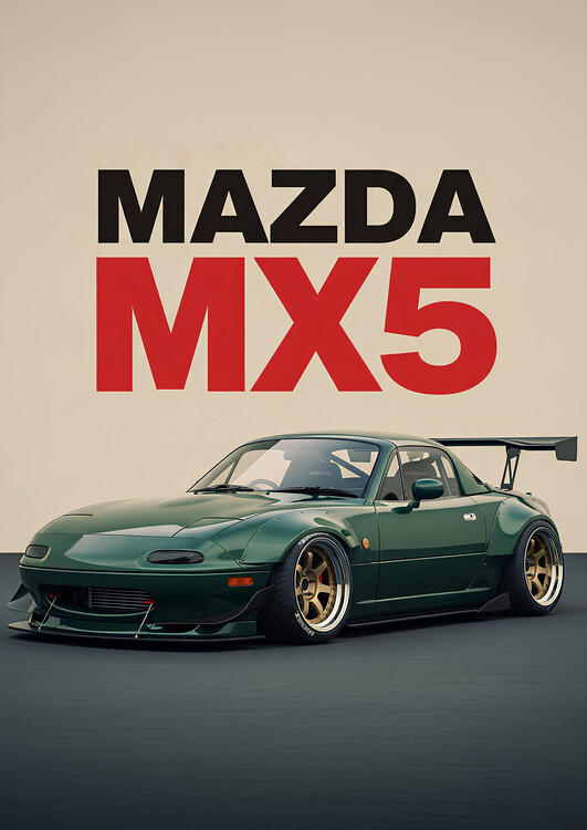 Plakát Mazda MX-5 Miata NA in Racing Green with Wide Body Kit