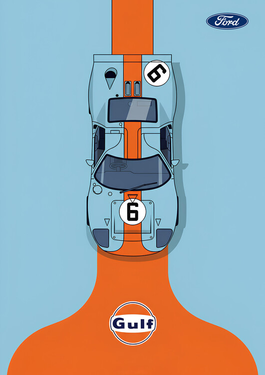 Plakát Ford GT40 Number 6 Gulf Racing Livery