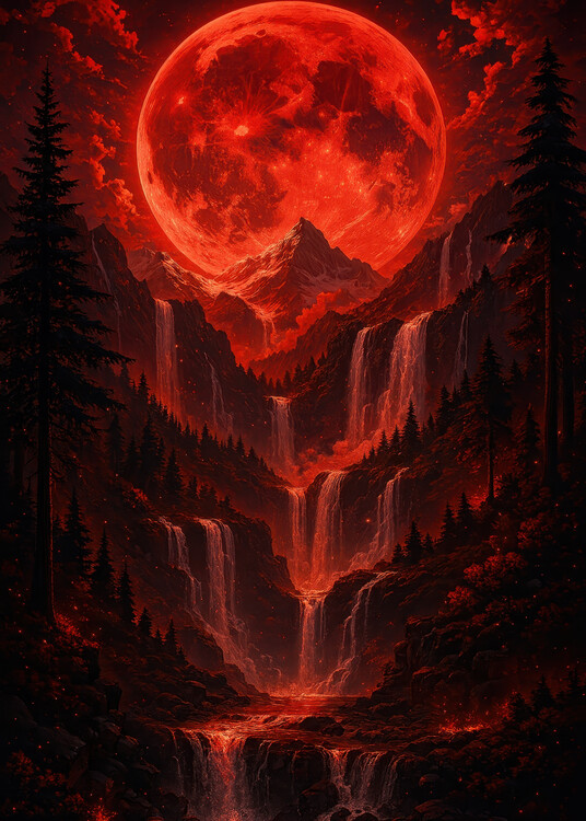 Plakát Blood Moon Over the Crimson Falls