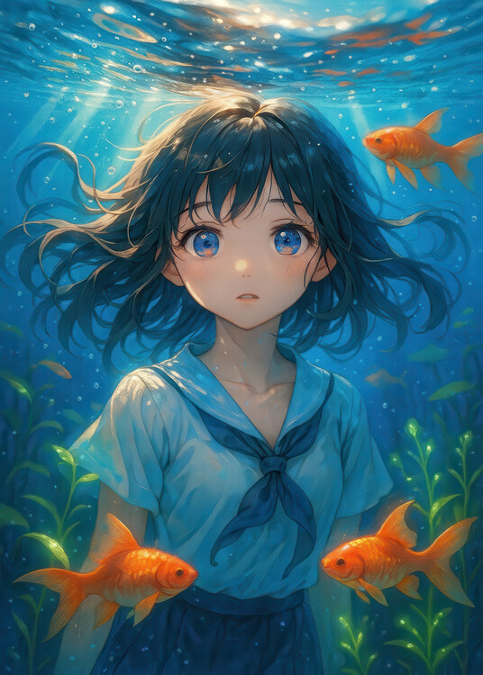 Plakát Anime Girl of the Deep Blue Dreams