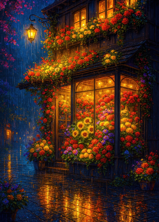 Plakát The Flower Shop in the Rain